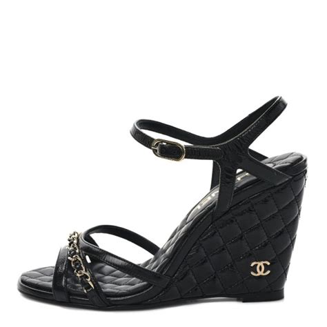 chanel black wedge sandals|chanel wedge sandals 2022.